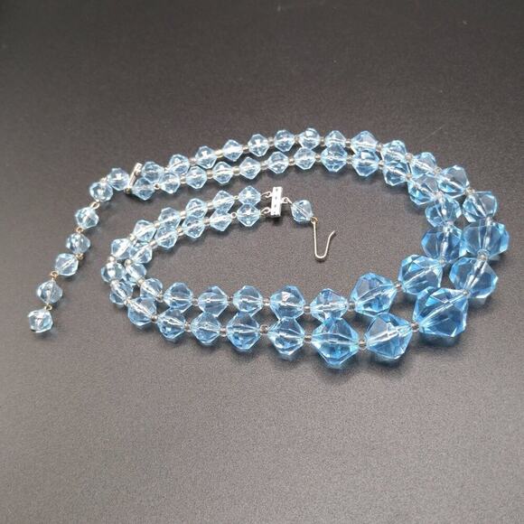 Vintage West Germany Vintage Lucite Beaded Necklace, Lt Blue, 17 Inches - Picture 8 of 10